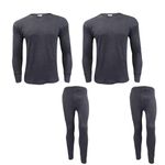 Gaffer Mens Thermal Sets 2 Pack Long Sleeve Tshirt Johns Bottoms T Shirt Ski Wear Dark Grey Charcoal Medium