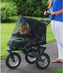 Pet Gear No-Zip NV Pet Stroller for Cats/Dogs, Zipperless Entry, Easy One-Hand Fold, Gel-Filled Tires, Plush Pad + Weather Cover Included, 3 colors