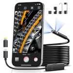 [Dual-Lens] Borescope,Endoscope Camera with Light,1920P Inspection Camera with 8+1 Adjustable LED Lights, 16.5ft Semi-Rigid Cable Snake Endoscope for iPhone, iPad, Samsung