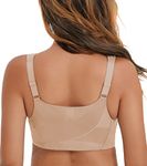 HACI Women's Front Closure Full Coverage Back Support Posture Bra Wireless Comfy(Beige,34DDD)