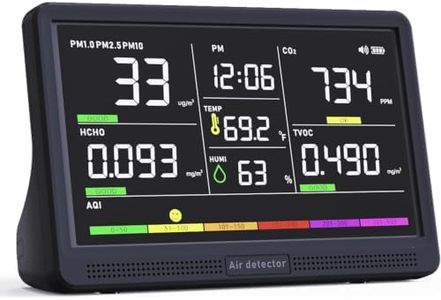 AQItech Professional Indoor Air Quality Monitor with 7X AQI Beep Alarms,16 in 1 Portable Real-Time Detector for PM2.5 | PM10 | CO2 | TVOC | HCHO | Temp | Hum for Home Cars Plants Pets (Smoke Black)