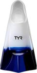 TYR Stryker Silicone Swim Fin for Racing and Training, XX-Large, Blue/Navy/Clear