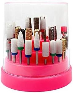 Fightart Nail Drill Bits Holder Stand Displayer Organiser Container 48 Holes Manicure Tools Acrylic Cover