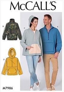 McCall's Patterns McCall's Men and Women's Jacket and Hoodie, Sizes S-L Sewing Pattern, various, White