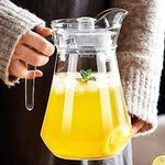 KiKiluxxa Water Jug 1.5 Litre with Lid,Iced Tea Pitcher, Water Jug, Hot Cold Water, Milk and Juice Beverage Carafes (Trinayo Jug)