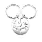 Uloveido Stainless Horse Keychain for Couples Puzzle Matching Lovers Keyring V-day Gifts for Women and Men Boyfriend Girlfriend (white)