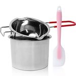 2 Pack Stainless Steel Double Boiler Pot with Heat Resistant Handle, Melting Pot Universal for Melting Chocolate, Butter, Cheese, Caramel and Candy, Capacity 450ML/900ML…