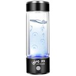 Hydrogen Water Bottle Portable Hydrogen Water Maker SPE PEM Technology Rechargeable Ionized Water Generator Anti Aging Antioxidant Glass Bottle 350ml (Black)