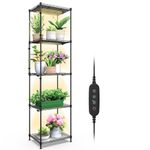 Bstrip 5-Tier Plant Stand with Grow Lights – Complete Setup with 8 LED Grow Light Panels (7W Each, 56W Total) – Dimmable & 3 Color Modes – Timer Included – Perfect for Seed Starting (30 x 40 x 150 cm)