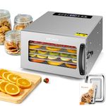 6 Trays Food Dehydrator, All Stainless Steel Dehydrator Raw Food & Jerky Fruit,400W Preserve Food Nutrition Professional Household Vegetable Dryer, with 0~24 Hours Digital Timer