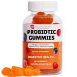Probiotic Gummies 2 Month Supply for Adult and Kids – 50 Billion CFU, 10 Strains incl. Lactobacillus & Bifidobacterium HN019 –– Vegan Gut Health & Digestive Support, Orange