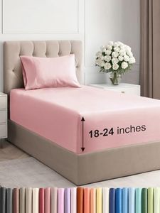 Extra Deep Pocket Twin XL Sheets - 3 Piece Breathable & Cooling Bed Sheets - Hotel Luxury Bed Sheet Set - Soft, Wrinkle Free & Comfy - Easily Fits Extra Deep Mattresses - Deep Pocket Baby Pink Sheets