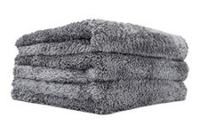 The Rag Company - Eagle Edgeless 600 - Professional Korean 70/30 Blend Super Plush, Microfiber Auto Detailing Towels, Buffing & Polishing, 600gsm, 16in x 16in, Dark Grey (3-Pack)