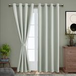 ThinkArtDecor Blackout Curtains 9 feet Long Set of 2, Room Darkening Thermal Insulated Solid Long Door Curtains with Tie Backs, Greyish White