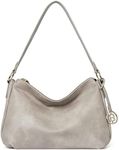 BOSTANTEN Purses for Women Vegan Leather Shoulder Bag Designer Ladies Hobo Handbags Pocketbooks, Light Gray