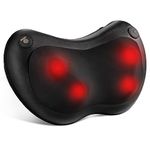 Shiatsu Neck Back Massager Pillow with Heat, 3D Deep Tissue Kneading Massage for Shoulder, Calf Muscle Pain Relief, Relaxation Gifts for Men, Women, Home Office Car Use (Black)