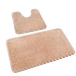 Rururug Bath Mat Set Washable Microfiber Bathroom Mat Sets 2 Piece Non-Slip Bath Mats for Bathroom and Toilet Mat, Beige Bathroom Rug 50x80cm+50x40cm