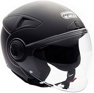 Motorcycle Scooter PILOT Open Face Helmet DOT - Matte Finish Black MEDIUM