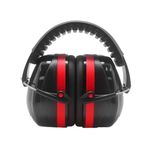 The AutoStory BDS Safety Premium Ear Muffs – NRR 26dB SNR 33dB Noise Reduction Headphones – Adjustable & Foldable Hearing Protection for Shooting, Construction, Studying, Sleeping (Red Black)
