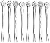 8Pcs 4.9 Inch Flower Stainless Steel Friut Forks Small Size Pickle Forks Dessert Cake Forks Salad Bistro Cocktail Fork Two Prong Dinner Appetizer Fork for Banquet Party Seafood Cocktail Dessert