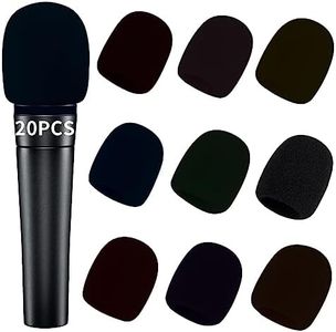 Comemela Pop Filter for Microphone Foam Microphone Covers Disposable Mic Covers for Microphones, 20Pcs Colorful Mic Windscreen Reusable Mic Foam Covers (Black)