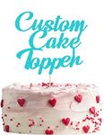 Personalised Glitter Cake Topper Happy Birthday Decorations Glitter Card Any Text Customised Wedding Party Multicolour 1st 13th 16th 18th 21st 30th 40th 50th 60th 70th (Sky Blue)