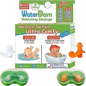 WaterDam A-Series Swimming Ear Plugs Ultra Comfy Great Waterproof Earplugs (Size 0+1A: Infants Babies Toddlers 3-18months (Clear Orange))