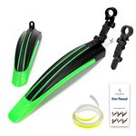 ioutdoor Bike Mudguard Set with 27ft DIY Reflective Tape, Bike Fenders Set Adjustable,Bicycle Front and Rear Mud Guard Fits for 20",22",24",26",27",28" MTB Mountain Road Bike Cycling (Black Green)