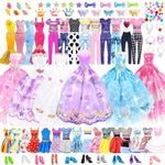 75Pcs Doll Clothes and Accessories Fashion Design Kit for 11.5 Inch Doll Dress up with 2 Wedding Dresses 3 Party Dress 8 Mini Dresses 3 Tops and Pants