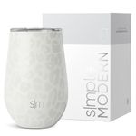 Simple Modern Wine Tumbler with Lid | Cute Stemless Glass Cup with Press-in Lid | Insulated Stainless Steel Coffee Mug | Gifts for Women Men Him Her | Spirit Collection | 12oz | Cream Leopard