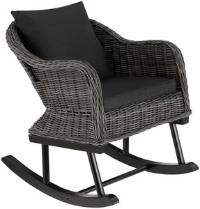 tectake® Poly Rattan Outdoor Schaukelstuhl Garten, Schaukelsessel, als Gartenstuhl, Schaukelliege, Lounge Möbel Outdoor für Terrasse, Balkon, Wintergarten mit Outdoor Kissen wetterfest - grau
