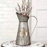 Colonial Tin Works Decorative Tall Pitcher with Handle for Artificial Dried Flowers or Kitchen Utensils Home Décor, 13" x 8.5 x 6.25, Gray