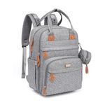 BabbleRoo Baby Changing Bag Backpack, Nappy Changing Back Pack Diaper Bags with Changing Mat & Pacifier Holder for Mom & Dad (Light Grey)