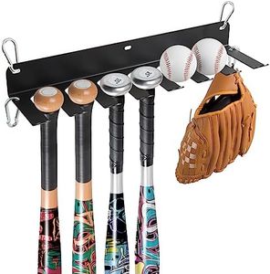 Baseball Bat Holder Wall Mount, Metal Bat Rack for Dugout Fence, Baseball Softball Bat Caddy Bat Hangers Bat Organizer for Storage and Display (Black, Holds Up to 14 Bats)