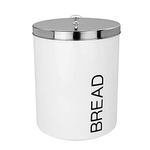 Harbour Housewares Contemporary Bread Bin - Steel Kitchen Storage Caddy with Rubber Seal - White - 22.5cm