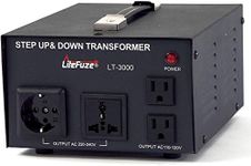 LiteFuze LT-3000 3000 Watt Voltage Converter Transformer - Step Up/Down - 110V/220V - Circuit Breaker Protection