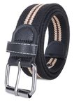 Zacharias Men's Cotton Fabric Army Tactical Striped Belt pp-33 (Black_Free Size) (Pack of 1)