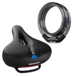 PRO365 Premium Bicycle Seat with Lock, Extra Wide Soft Cushion Saddle, Anti-Theft Bike Lock, Fits All Cycles