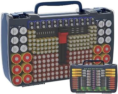 Aptbyte Battery Organizer Storage Holder Box Case with Tester- 269 Batteries Double-Sided Variety Pack, Holds AA AAA 4A C D Cell 9V 3V Lithium LR44 CR2 CR123 CR1632 18650 Button- Blue (Box Only)