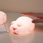 URAQT Pink Pig Kids Night Light, Portable LED Baby Night Light Kids Night Lamp, USB Chargeable Battery Silicone Baby Sleep Lights for Children Kids Baby Boy Girl Gifts Cute Room Decor Bedroom Decor