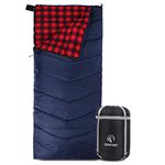 REDCAMP Cotton Lined Sleeping Bag for Adult, Flannel Compact Sleeping Bag for Camping Fishing 3-4 Season Cold Weather Winter, Red, 2lbs