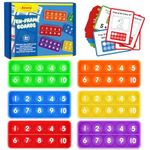 Aizweb Ten-Frame Pop Board-Math Manipulative for Elementary,Math Fidget Sensory Toy,Montessori Educational Toy Gift for Kindergarten Classroom Kids 3 4 5 Year Old (Upgraded Version for 20 Task Cards)