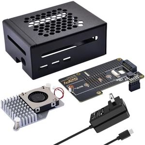 GeeekPi Metal Case for Raspberry Pi 5, with Pi 5 Official Active Cooler, N04 M.2 NVMe SSD PCIe Peripheral Board and 27W USB C Power Supply for Raspberry Pi 5 8GB 4GB