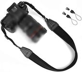 WANBY Camera Strap Soft Padded Shoulder Neck Strap with Quick Release Buckles Universal Camcorder Vintage Sling Belt Strap for Women Men All DSLR SLR Cameras (Soft Black)