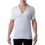 The Thompson Tee Men's Sweatproof Undershirt | Cotton Deep V Neck T-Shirt with Underarm Sweat Pads | Original Fit | Aluminum-Free Alternative | White | X-Small