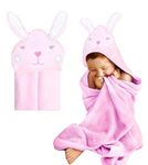 Mother's Choice Baby Towel With Hood - 100% Cotton Ultra Soft and Absorbent (75x75cm) Large Baby Bath Towel for Newborn and Infant, Toddler Bath Towel for Boys and Girls, 3D Bunny Hooded Baby Towel