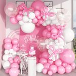 Pastel Pink and White Balloons Arch Kit, 118 Pcs Light Baby Pale Pink Bow Balloon Garland mit 18 Inch Clear Balloons*3, Macaron Pink Long Balloon as Bow Decor for Girls Birthday Baby Shower Decoration