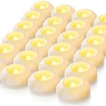 Homemory 100+ Hour Flameless Led Floating Candles, 3” Battery Flickering Waterproof Tealights for Cylinder Vases, Centerpieces at Wedding, Party, Pool, Holiday (Warm White, 24 Pack)