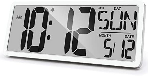 Large Digital Wall Clock 15 Inch Digital Alarm Clock for Bedroom Wall Clocks Battery Operated Digital Clock Large Display with Temperature Desk Clocks for Office Digital Clock for Living Room Decor