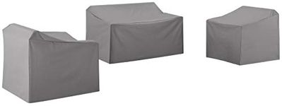 Crosley Furniture MO75004-GY Heavy-Gauge Reinforced Vinyl 3-Piece Furniture Cover Set (Loveseat, 2 Chairs), Gray